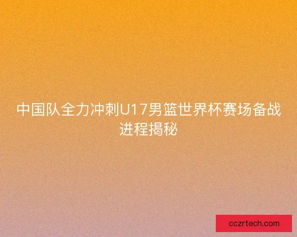 中国队全力冲刺U17男篮世界杯赛场备战进程揭秘